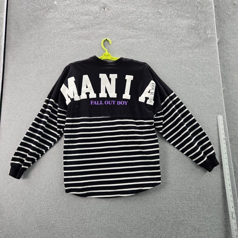 Fall‎ Out Boy Men Sweatshirt M Black Striped Spirit Jersey MANIA Logo 2018